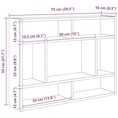 Wandschap 75x16x55 cm bewerkt hout zwart eikenkleur Wandschap 75x16x55 cm bewerkt hout zwart eikenkleur