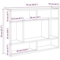 Wandschap 75x16x55 cm bewerkt hout zwart eikenkleur - thumbnail