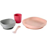 Serviesset 4 items silicone BEABA roze - thumbnail
