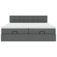 Ottoman bed met matrassen 200x200cm stof donkergrijs - thumbnail