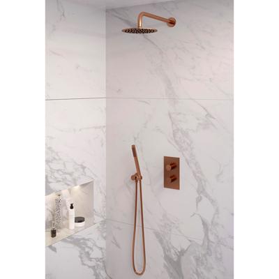 Brauer Copper Edition Thermostatische Regendoucheset Inbouw - Hoofddouche 20 cm - Gebogen Wandarm - 3 Weg - Handdouche Staaf - Doucheslang - Wandaansluitbocht