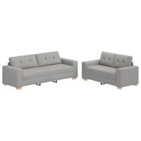 Bankstel met kussen 2 pcs Grijs 221 x 78 x 80 cm Stof - thumbnail