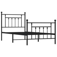 Bedframe met hoofd- en voeteneinde metaal zwart 80x200 cm - thumbnail
