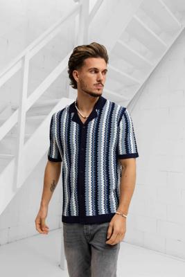 Pure Path Knitted T-Shirt Heren Blauw - Maat M - Kleur: Blauw | Soccerfanshop