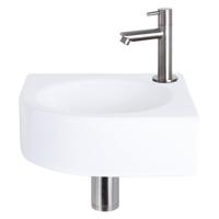 Fonteinset Differnz Cleo 30x30x10 cm Keramiek Wit Met Kraan Recht Mat Chroom - thumbnail