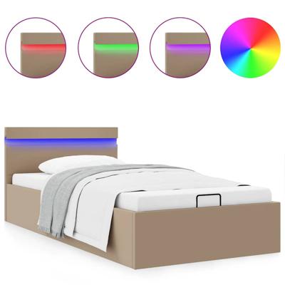 Bedframe met opslag en LED kunstleer cappuccino 120x200 cm