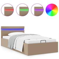 Bedframe met opslag en LED kunstleer cappuccino 120x200 cm - thumbnail