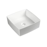 Waskom Opbouw Sapho Crox Vierkant 40x40x14 cm Cast Marble Wit - thumbnail