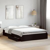 Bedframe met lades bewerkt hout zwart 150x200 cm - thumbnail