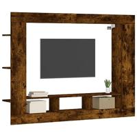 Tv-meubel 152x22x113 cm bewerkt hout gerookt eikenkleurig - thumbnail