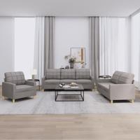3-delige Loungeset met kussens stof taupe - thumbnail