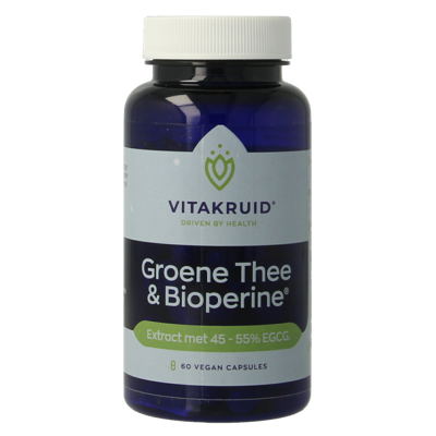 Vitakruid Groene Thee & Bioperine >50% EGCG >80% catechines 60 Vegetarische capsules
