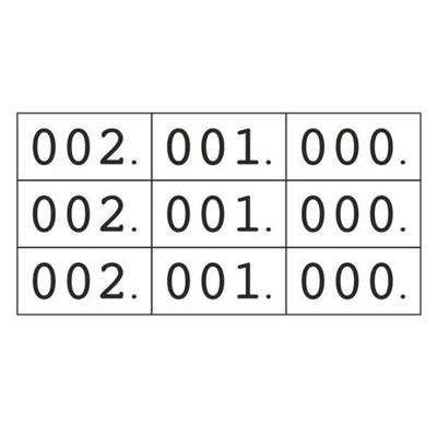 Schoen-gelijkheidsnummers wit 3x 000-999 Schoen-gelijkheidsnummers wit 3x 000-999