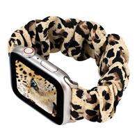 Elastisch scrunchie nylon bandje - Panterprint - Geschikt voor Apple Watch 44mm / 45mm / 46mm / 49mm - thumbnail