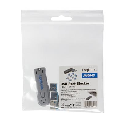 LogiLink AU0045 USB-A-poortslot Set van 8 stuks Zilver, Blauw Incl. 1 sleutel LogiLink AU0045 USB-A-poortslot Set van 8 stuks Zilver, Blauw Incl. 1 sleutel