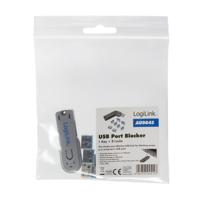 LogiLink AU0045 USB-A-poortslot Set van 8 stuks Zilver, Blauw Incl. 1 sleutel - thumbnail