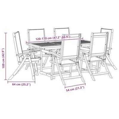 7-delige Tuinset massief acaciahout en textileen