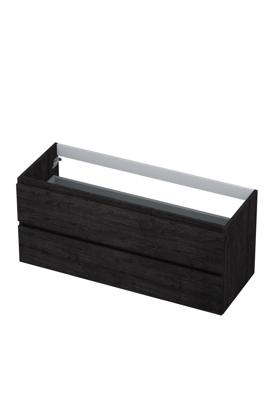 Onderkast INK 2 laden greeploos met houten keerlijst 120 cm x 45 cm x 52 cm Houtskool eiken 1257158