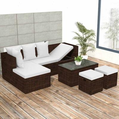 vidaXL 4-delige Loungeset met kussens poly rattan bruin vidaXL 4-delige Loungeset met kussens poly rattan bruin
