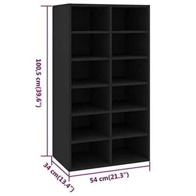 VidaXL Schoenenrek 54x34x100,5 cm bewerkt hout zwart VidaXL Schoenenrek 54x34x100,5 cm bewerkt hout zwart
