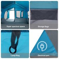 Gezinstent met dak Blauw en Grijs 620 x 322 x 240 cm - thumbnail