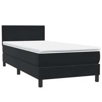 Boxspring met matras fluweel zwart 90x220 cm - thumbnail