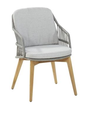 4SO Sempre dining chair Teak Silver grey rope