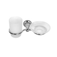 Zeep en Bekerhouder Sapho Diamond Hangend Chroom / Melkglas - thumbnail