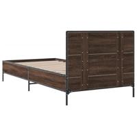 Bedframe bewerkt hout en metaal bruin eikenkleurig 90x190 cm - thumbnail