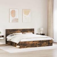Bedframe Gerookt eiken 200 x 200 cm Massief grenenhout - thumbnail