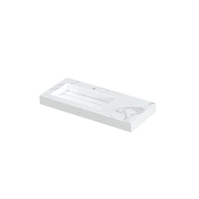 INK Pitch Wastafel Keramische Slab Links met Drain en Front en Side Skirts 1 Kraangat - 1000x450x90 mm - Statuario Glans