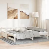 Slaapbank met onderschuifbed en matras 80x200 cm grenenhout wit - thumbnail