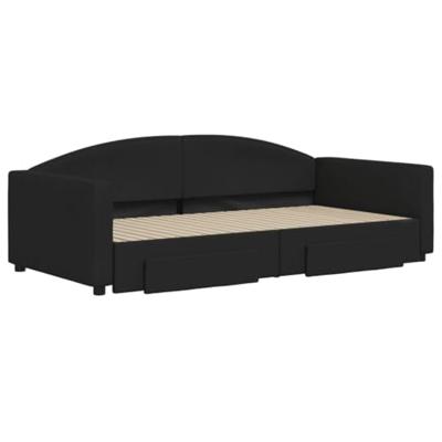 Slaapbank met onderschuifbed en lades 100x200 cm stof zwart