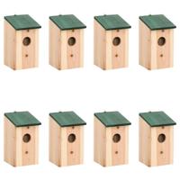 Vogelhuisjes 8 st 12x12x22 cm hout - thumbnail