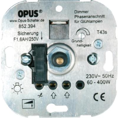 Opus gloeilampen draaidimmer met druk-wisselschakelaar en steekklemmen 60-800W