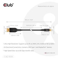 club3D USB-C-displaykabel 1.00 m Zwart CAC-1559 - thumbnail