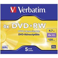 Verbatim 43229 DVD+RW disc 4.7 GB 5 stuk(s) Jewelcase Herschrijfbaar, Mat zilver oppervlak - thumbnail