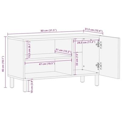 Tv-meubel 80x31,5x46 cm massief mangohout bruin