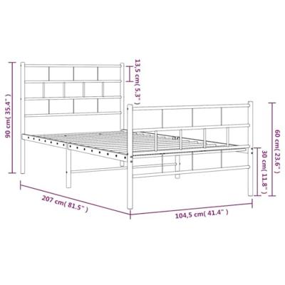 Bedframe met hoofd- en voeteneinde metaal wit 100x200 cm