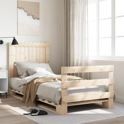Bedframe met hoofdbord massief grenenhout 90x200 cm