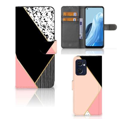 OPPO Find X5 Lite | Reno 7 5G | Book Case | Zwart Roze Vormen