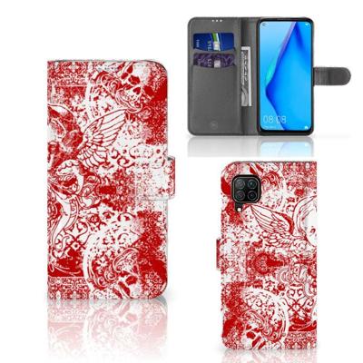 Telefoonhoesje met Naam Huawei P40 Lite Angel Skull Rood