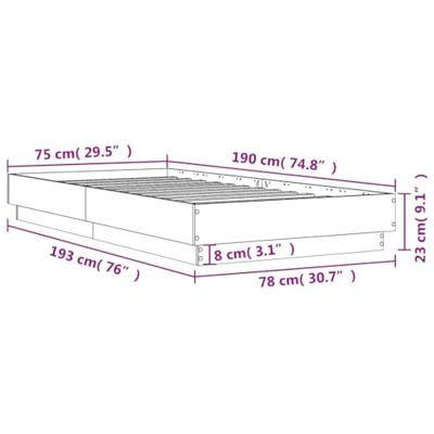 Bedframe met LED-verlichting sonoma eikenkleurig 75x190 cm Bedframe met LED-verlichting sonoma eikenkleurig 75x190 cm