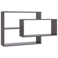 vidaXL Wandschappen 104x20x58,5 cm bewerkt hout hoogglans grijs - thumbnail