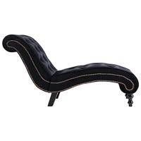 Chaise longue fluweel zwart - thumbnail