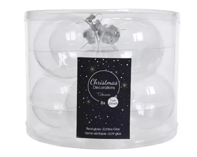 Decoris kerstballen glas 8st transparant 7cm