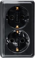 Kopp ZWART opbouw stopcontact RA dubbel - 4626110 - thumbnail