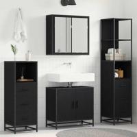 Badkamermeubelset met lade 4 pcs Zwart eiken 65 x 33 x 60 cm - thumbnail