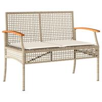 4-delige Loungeset met kussens poly rattan beige - thumbnail