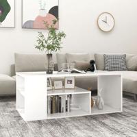 Salontafel 100x50x40 cm bewerkt hout wit - thumbnail
